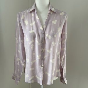 Merona Lavender Button Down Shirt with White Floral Pattern
